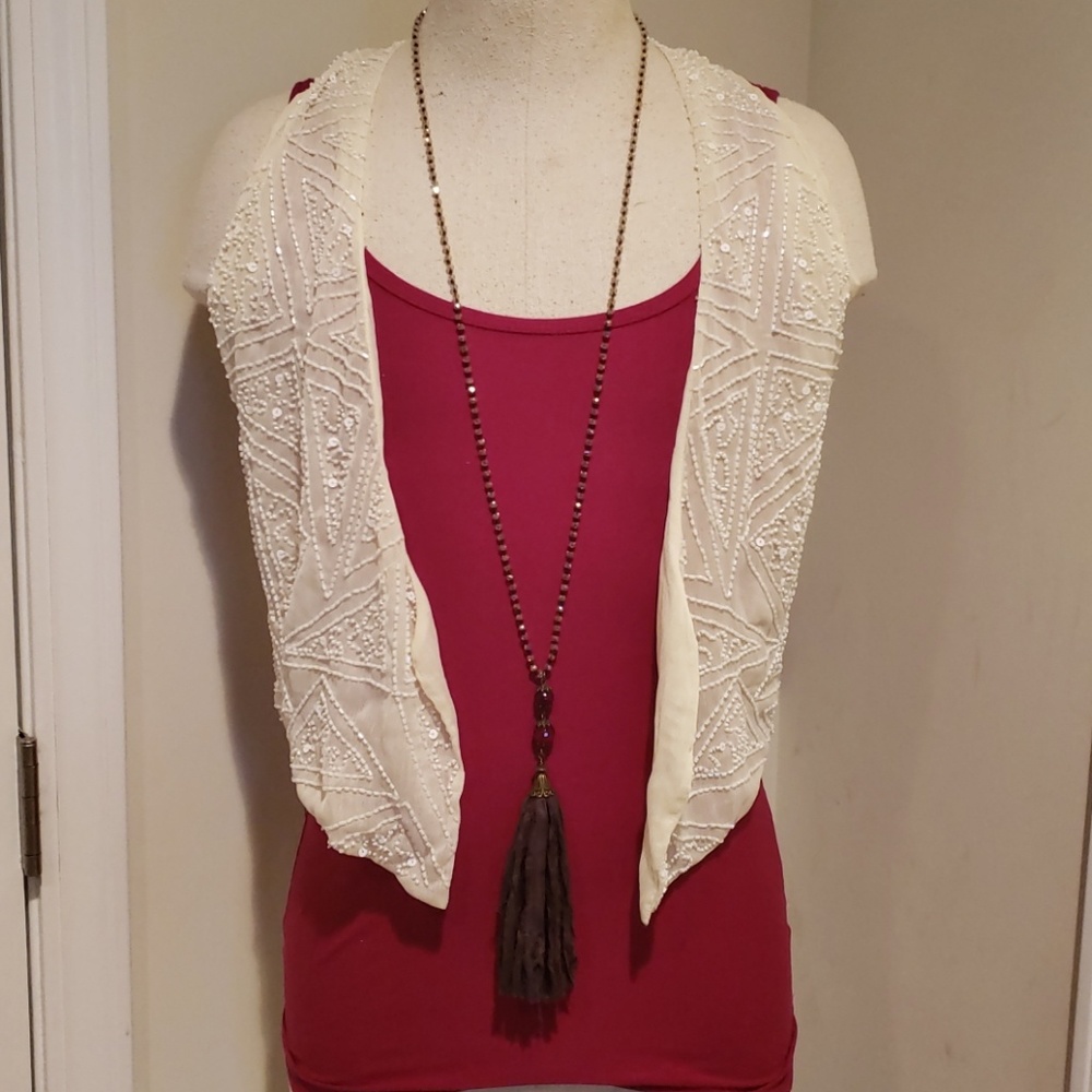Beaded  sheer vest from buckle